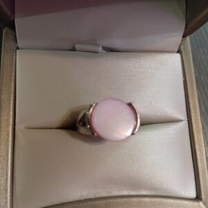 Elegant Pink Stone Silver Toned Ring